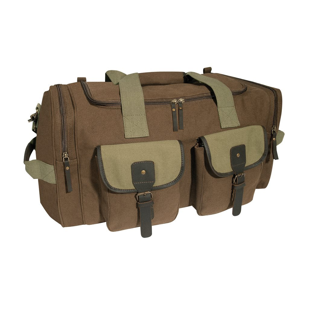 Bolsa de viaje lona verde LONG JOURNEY con correa ajustable y bolsillos