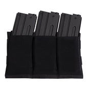 Funda elástica MOLLE abierta para 3 cargadores, color negro con 4 correas MOLLE