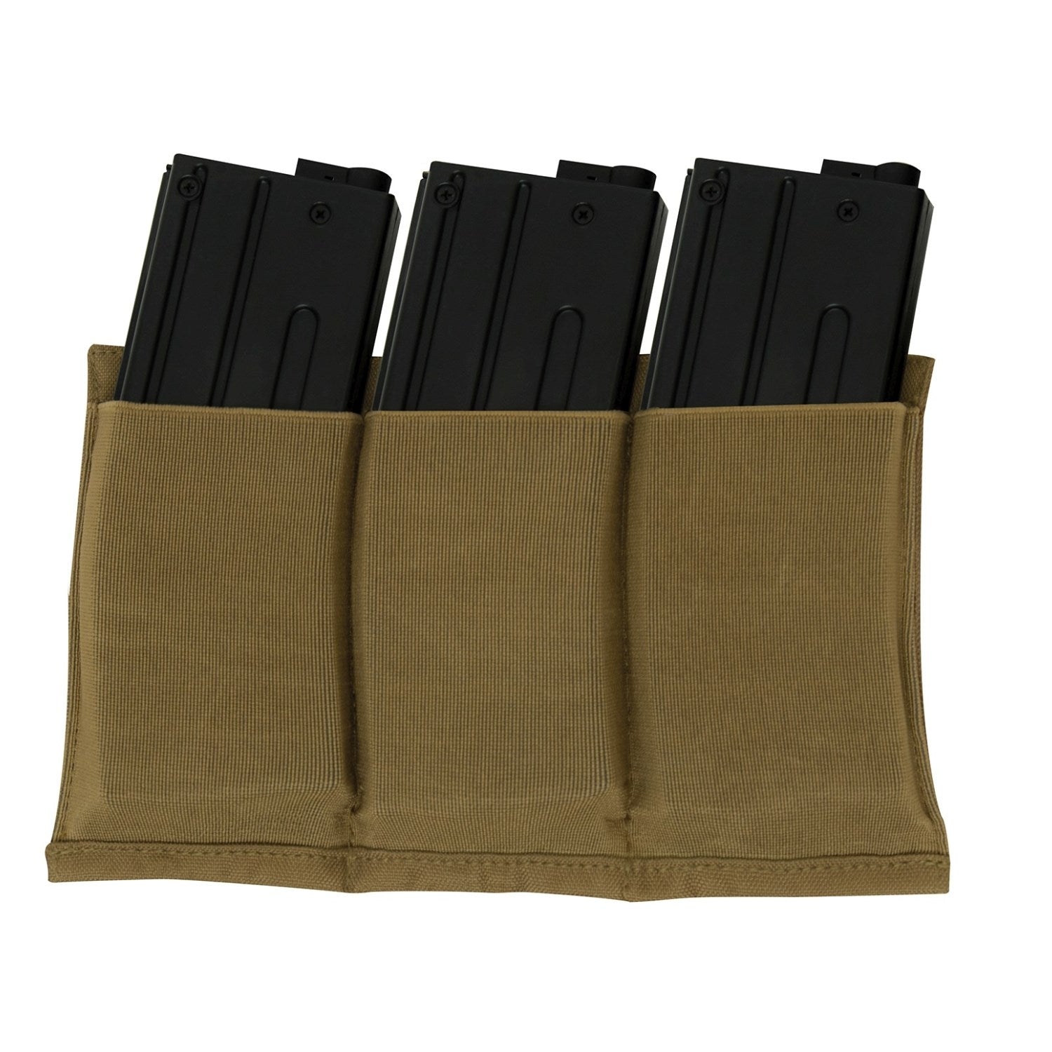 Funda abierta MOLLE para 3 cargadores de subfusil, elástica negra, 24x14x0,95 cm