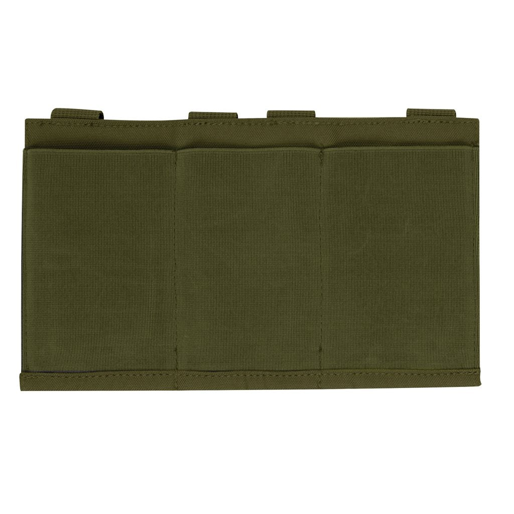 Funda abierta MOLLE para 3 cargadores de subfusil, elástica negra, 24x14x0,95 cm
