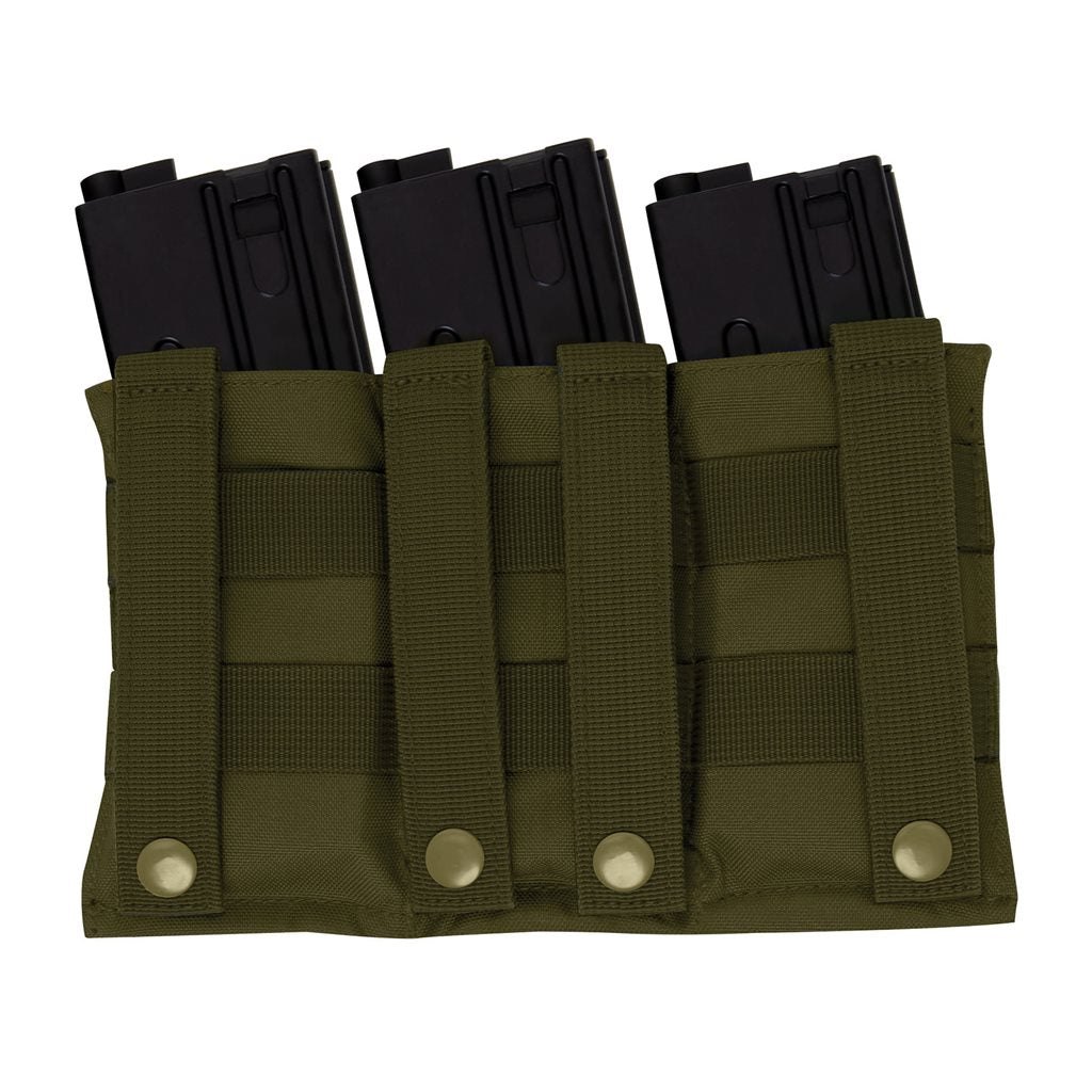 Funda abierta MOLLE para 3 cargadores de subfusil, elástica negra, 24x14x0,95 cm