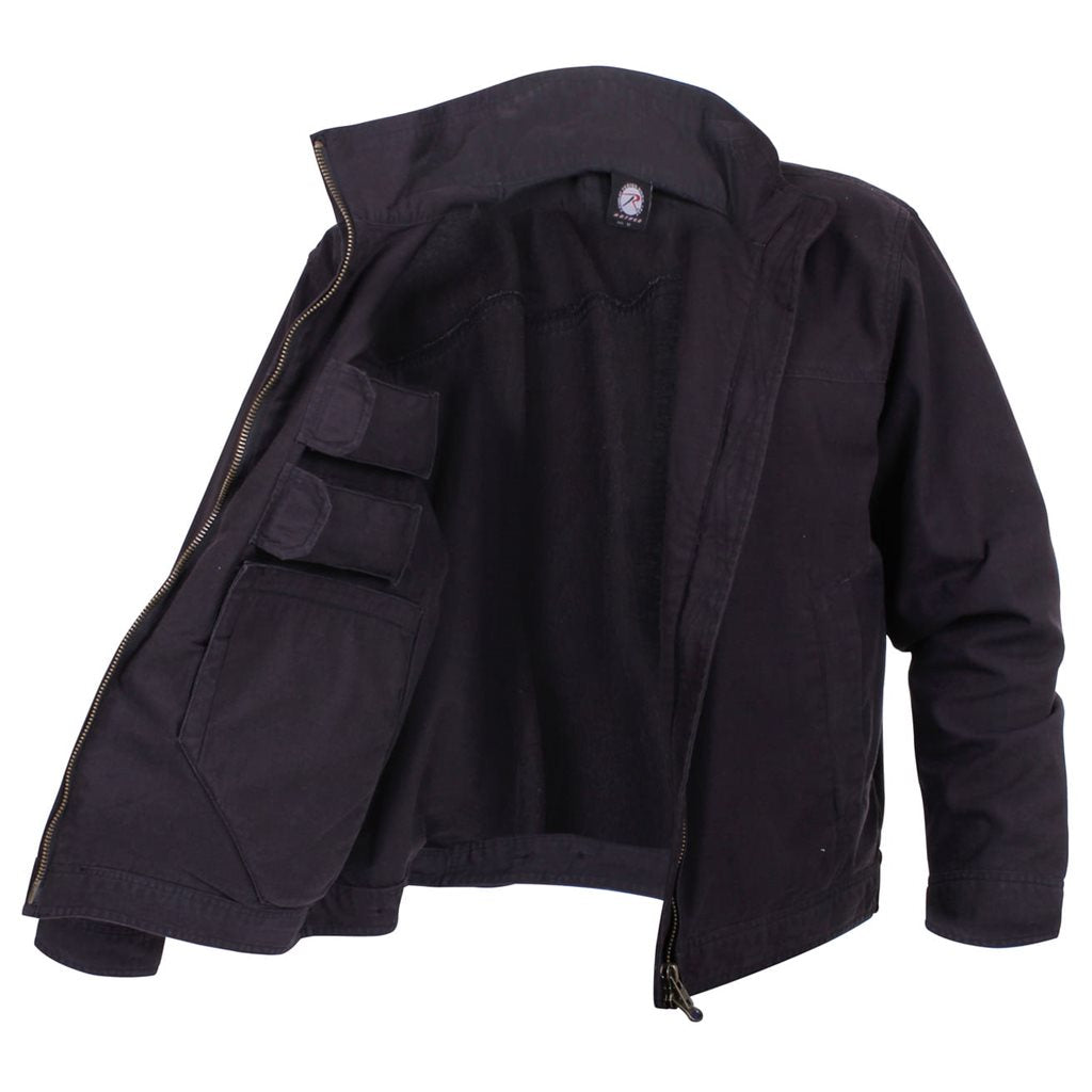 Chaqueta CONCEALED CARRY ligera negra con bolsillos interiores para portación oculta