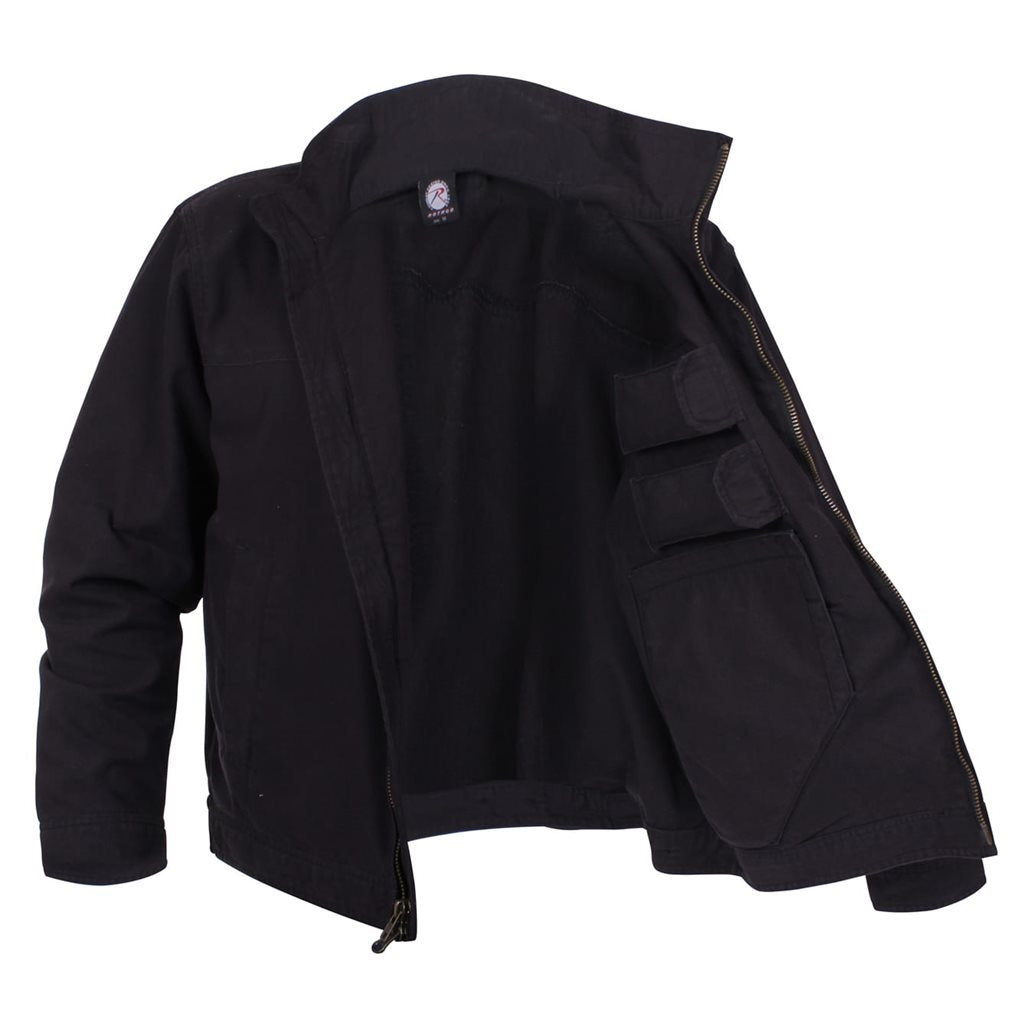 Chaqueta CONCEALED CARRY ligera negra con bolsillos interiores para portación oculta
