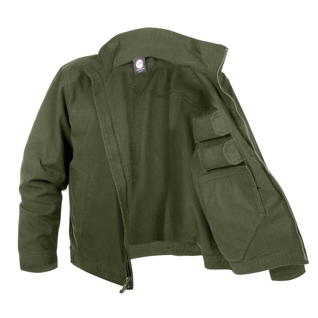 Chaqueta CONCEALED CARRY ligera verde con bolsillos interiores para porte oculto