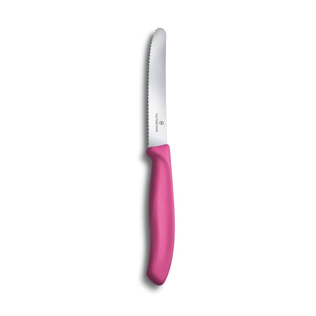 Cuchillo para tomates rosa con hoja corta de 11 cm