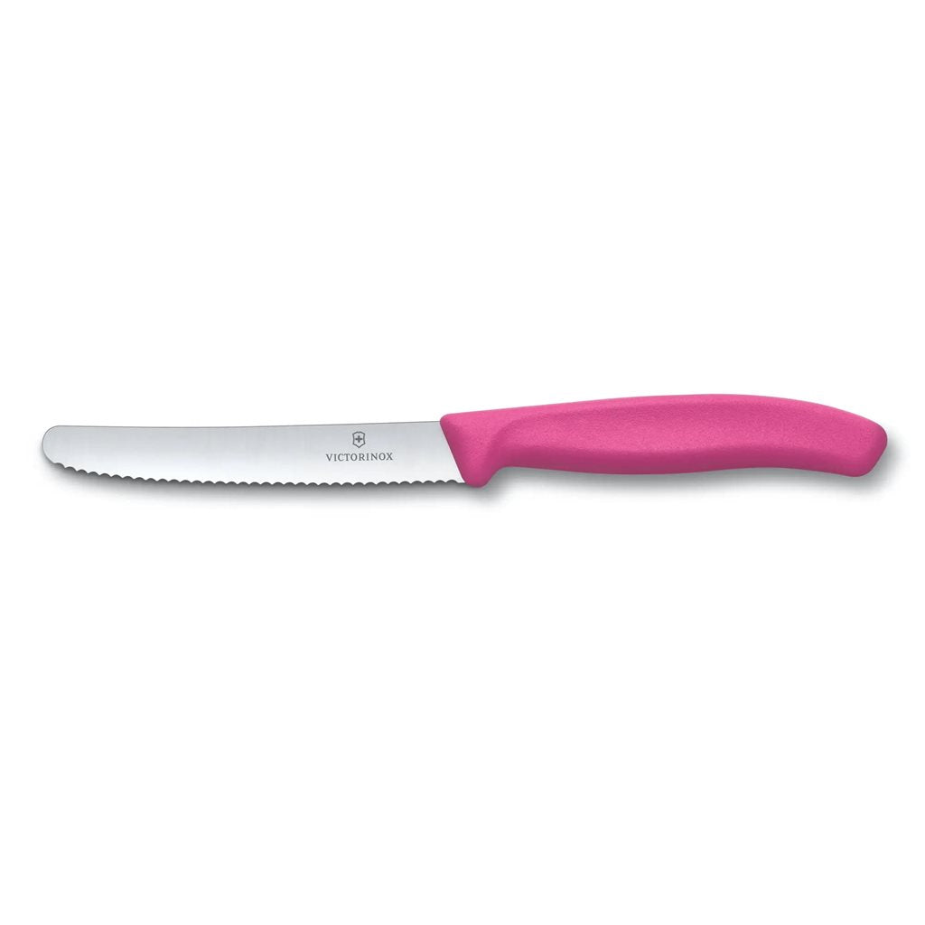Cuchillo para tomates rosa con hoja corta de 11 cm
