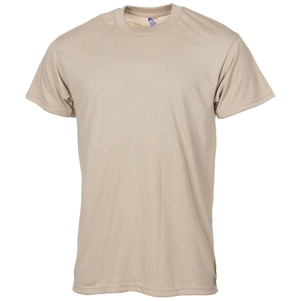 Camiseta US manga corta color arena 100% poliéster - Hecha en EE. UU.