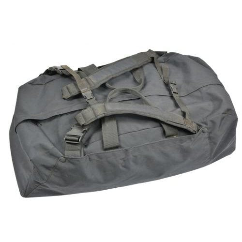 Bolsa táctica holandesa negra usada con correas acolchadas y asas para mochila o mano