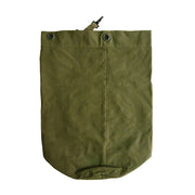 Bolsa de barco holandesa de lona verde usada, longitud 72 cm y diámetro de base 35 cm