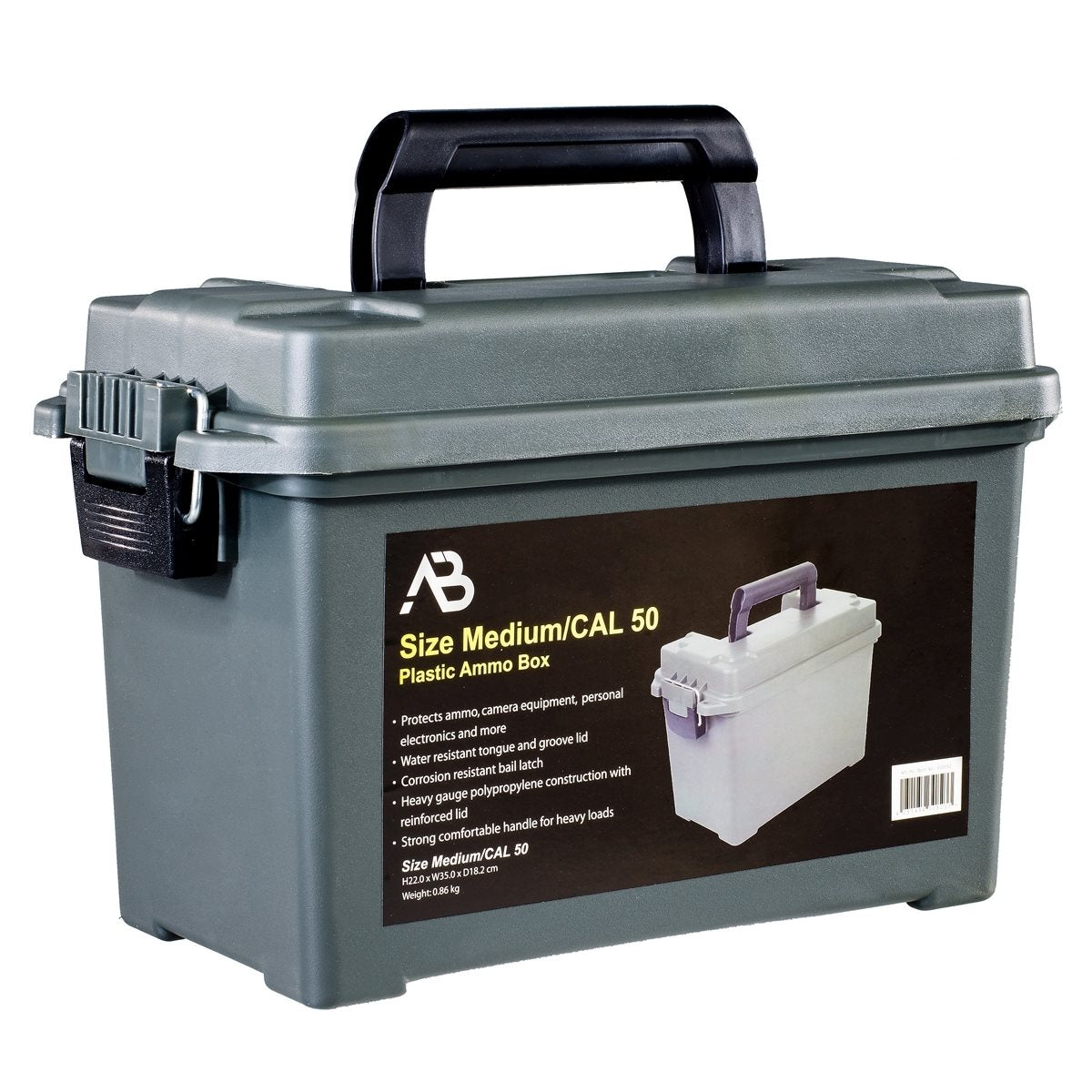 Caja de munición plástica AMMO BOX US Cal.50 35x18x22 cm