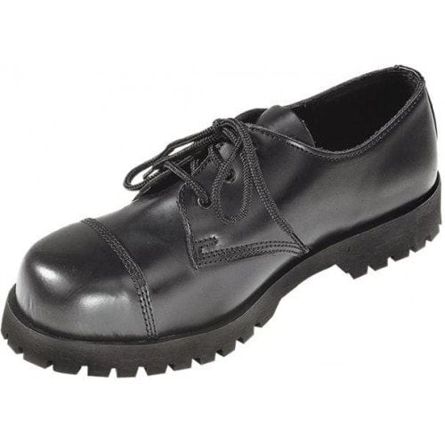 Botas Boots & Braces 3 ojales cuero negro con puntera de acero y suela atornillada