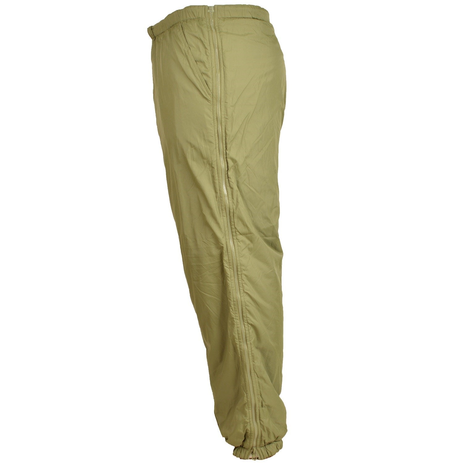 Pantalones forrados reversibles del ejército británico, verde oliva y beige, cremalleras laterales y cintura elástica