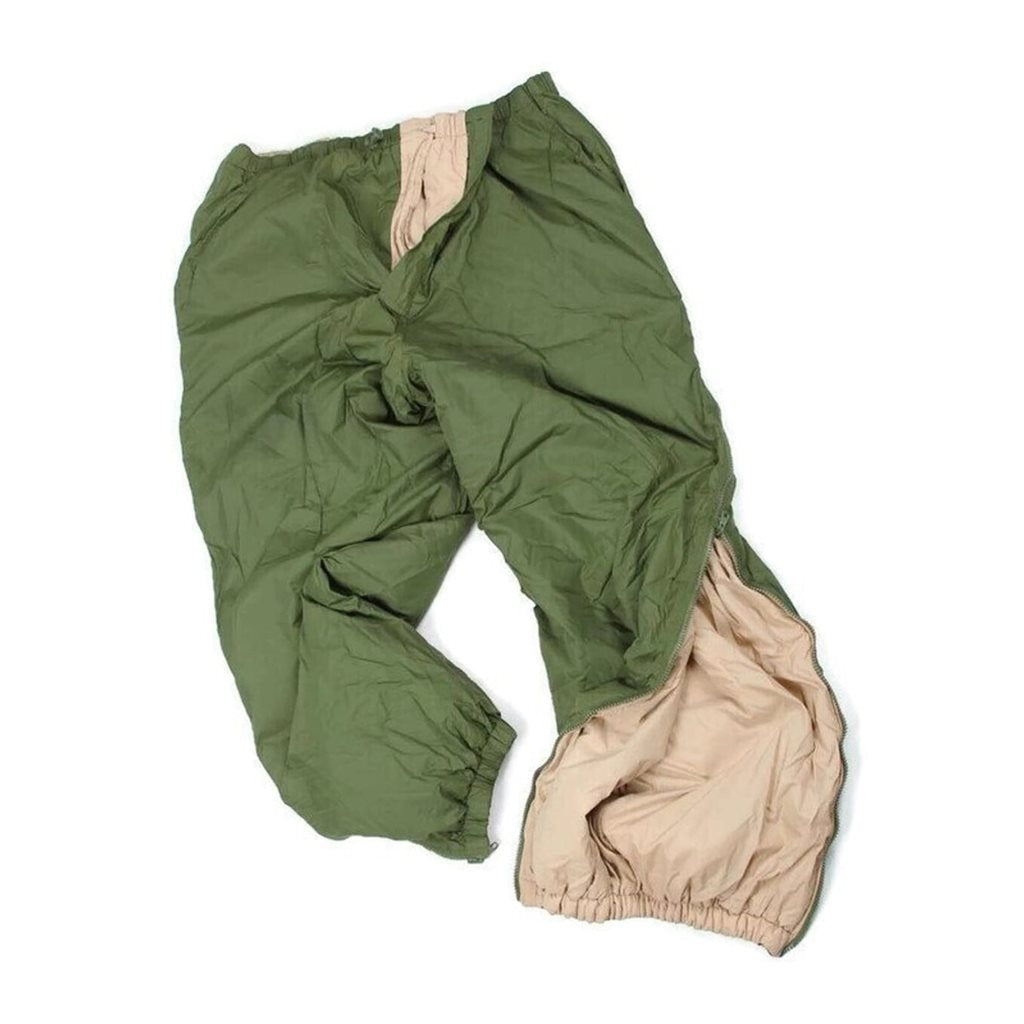 Pantalones forrados britanicos reversibles verde oliva/beige con cremalleras laterales