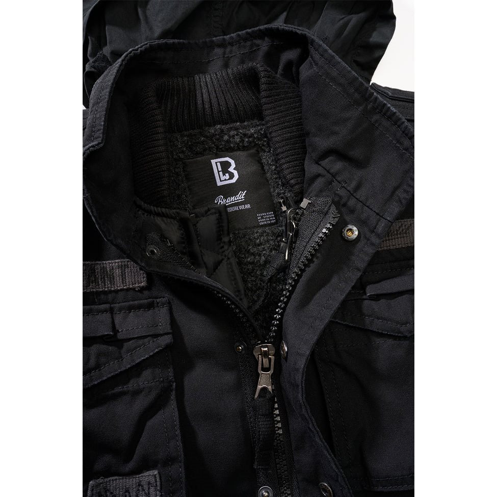Chaqueta infantil M65 GIANT negra, acabado ligeramente lavado, estilo militar