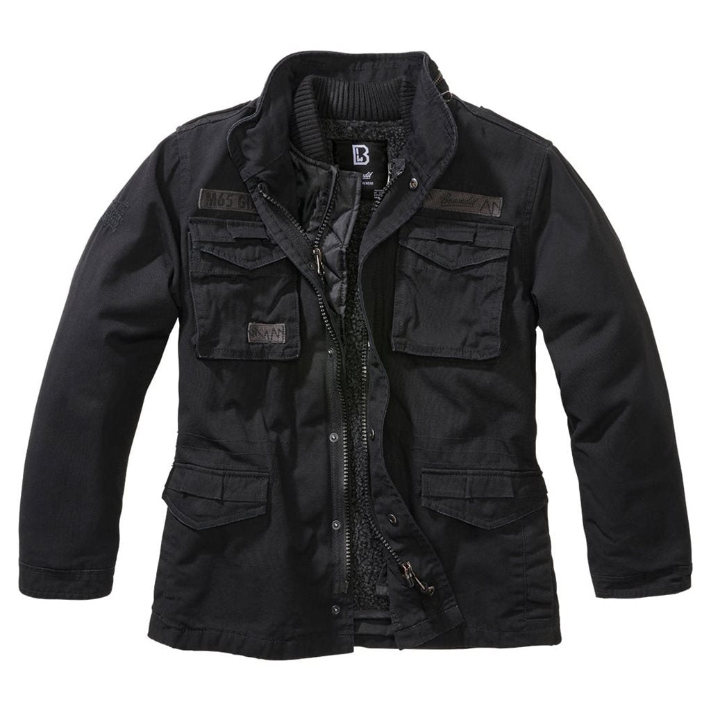 Chaqueta infantil M65 GIANT negra, acabado ligeramente lavado, estilo militar