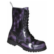 Botas altas moradas Boots & Braces en cuero con puntera de acero y 10 ojales