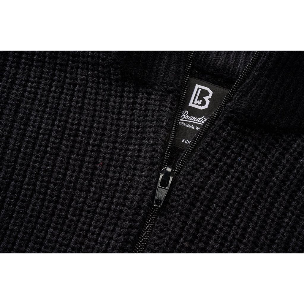 Jersey infantil MARINE TROYER negro de punto con cuello alto y cremallera