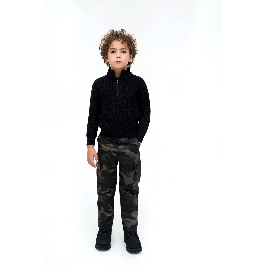 Jersey infantil MARINE TROYER negro de punto con cuello alto y cremallera