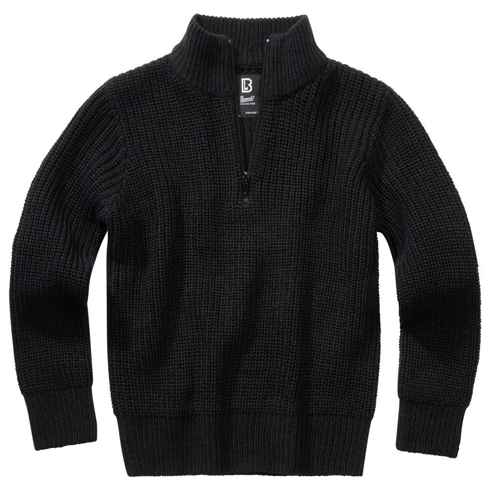 Jersey infantil MARINE TROYER negro de punto con cuello alto y cremallera