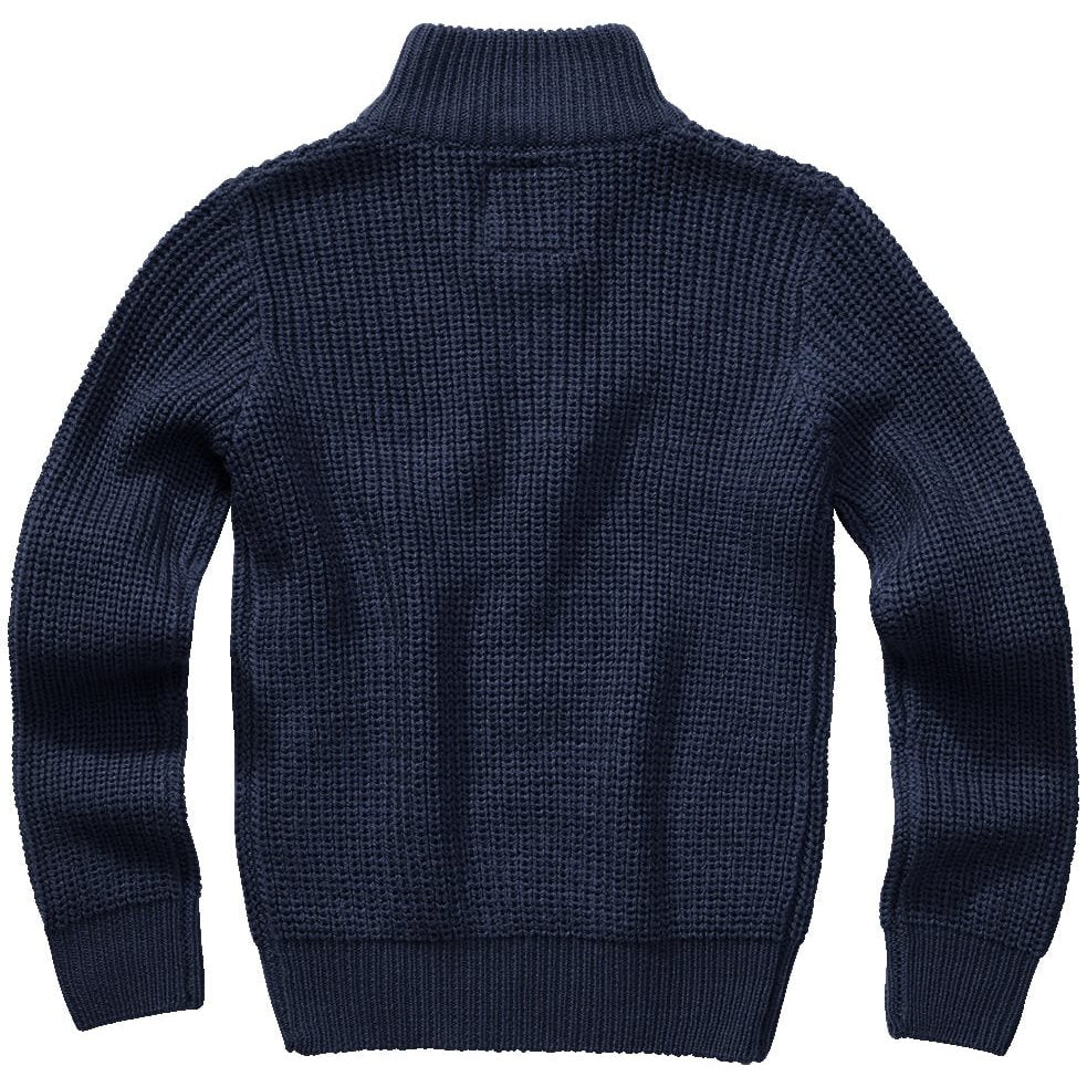 Jersey infantil azul MARINE TROYER de punto con cuello alto y cremallera