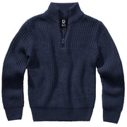 Jersey infantil azul MARINE TROYER de punto con cuello alto y cremallera