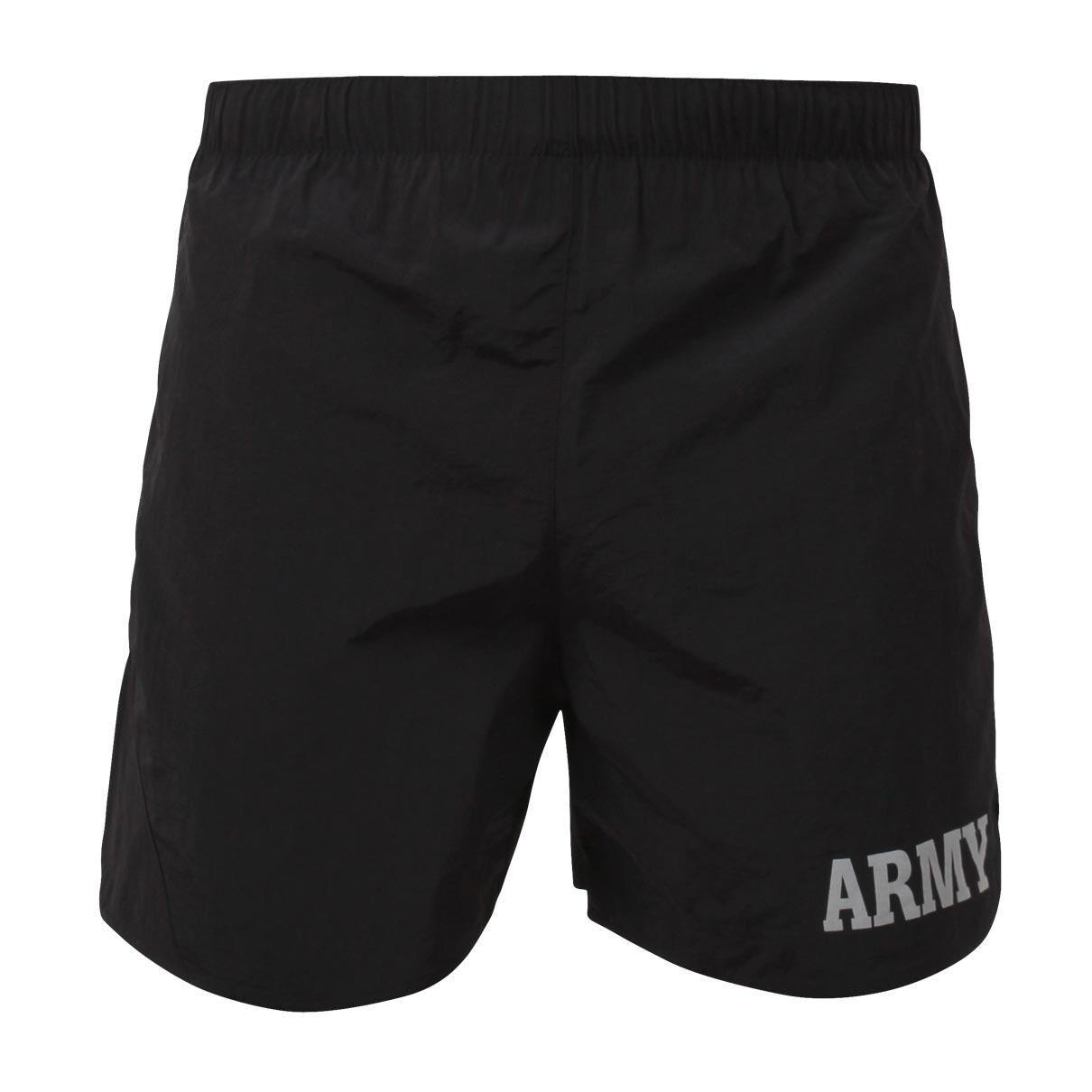 Shorts ARMY negros con cintura elástica, cordón, bolsillo lateral, forro antimicrobiano y marca reflectante ARMY