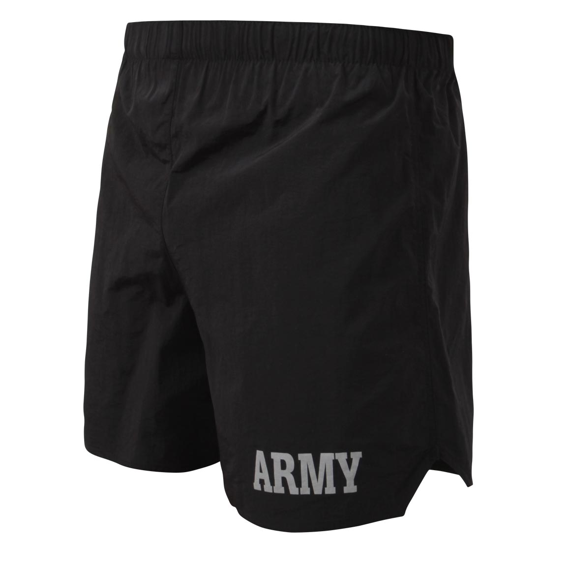 Shorts ARMY negros con cintura elástica, cordón, bolsillo lateral, forro antimicrobiano y marca reflectante ARMY