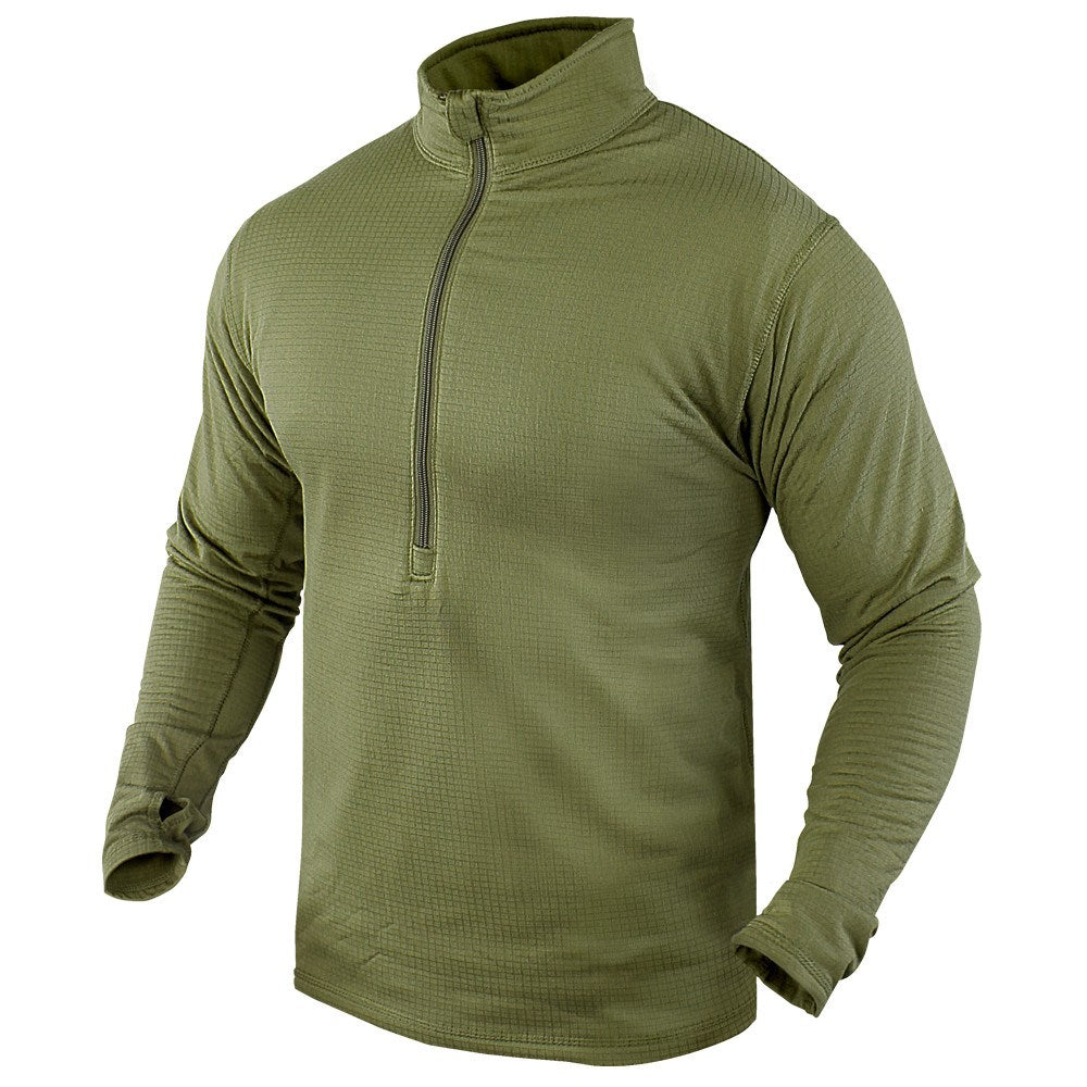 Camiseta térmica Condor Base II verde, malla transpirable, aislamiento térmico, manga con abertura para pulgar
