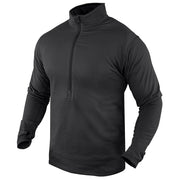 Camiseta térmica Condor Base II negra, estructura en malla y abertura para el pulgar