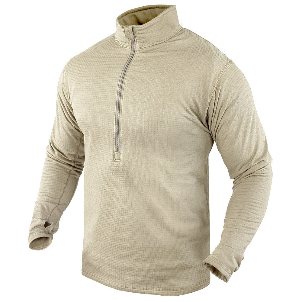 Camiseta funcional CONDOR BASE II color arena con malla transpirable y manga con abertura para pulgar