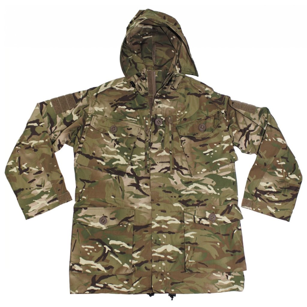 Chaqueta británica COMBAT MK1 Wind usada con capucha, 50% algodón 50% poliéster