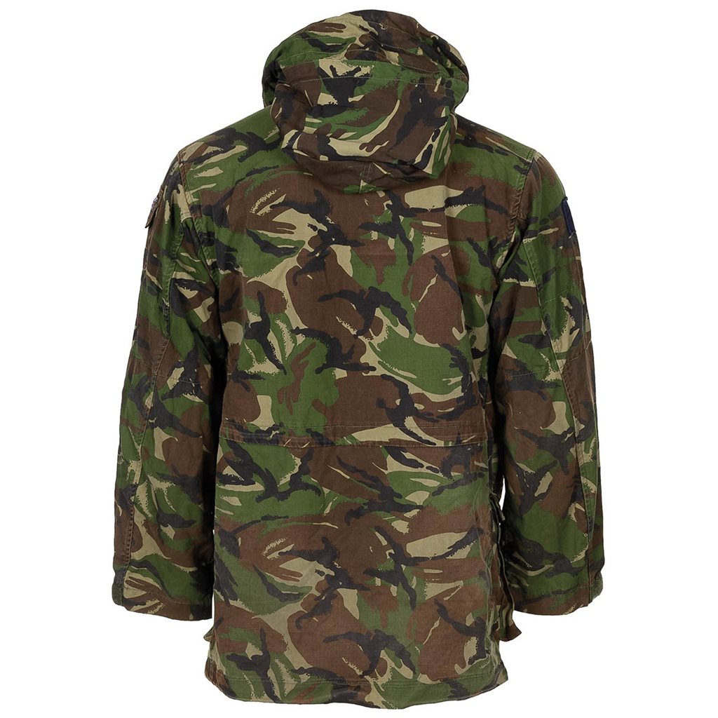 Chaqueta SAS británica WINDPROOF DPM usada, vista frontal con bolsillos y cremallera