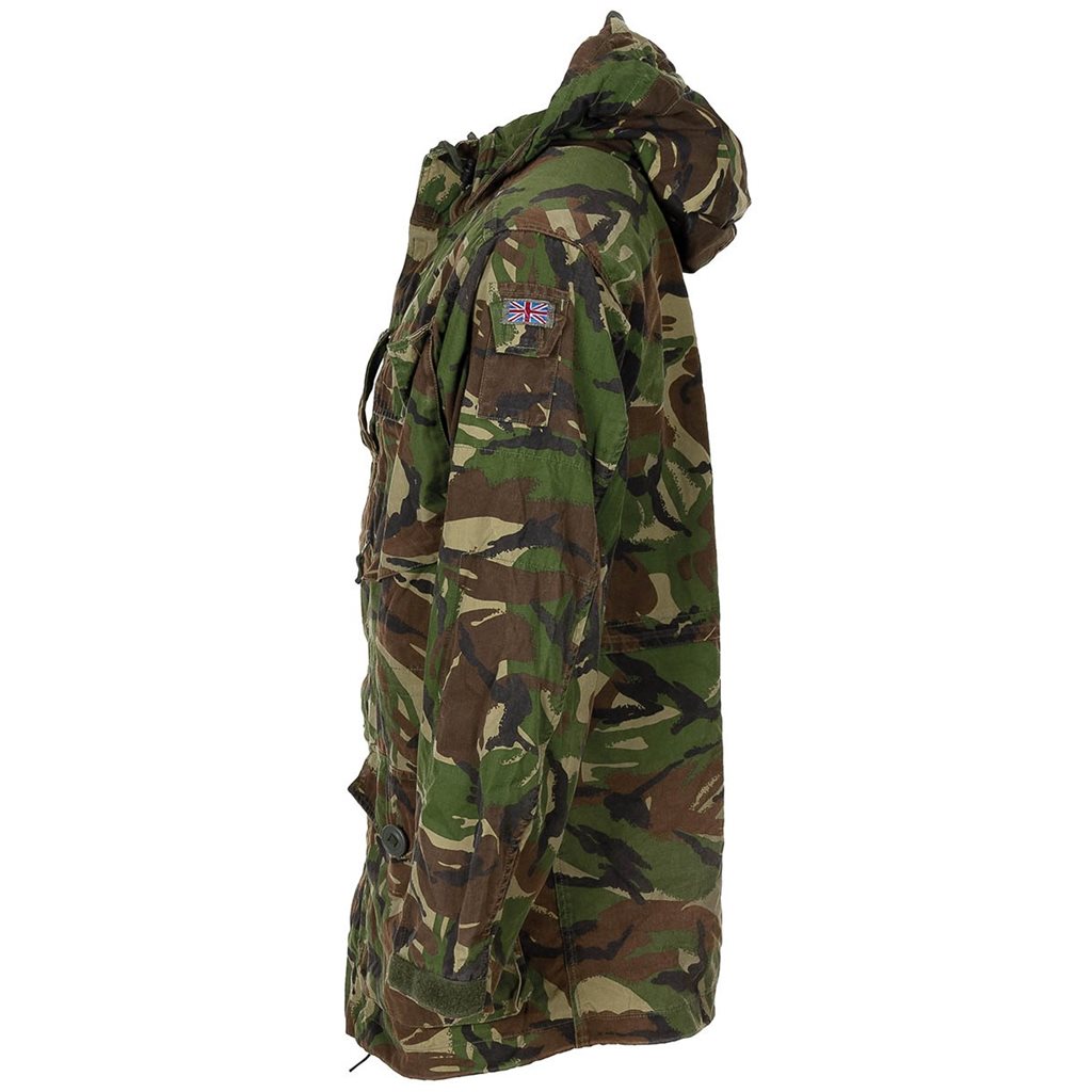 Chaqueta SAS británica WINDPROOF DPM usada, vista frontal con bolsillos y cremallera