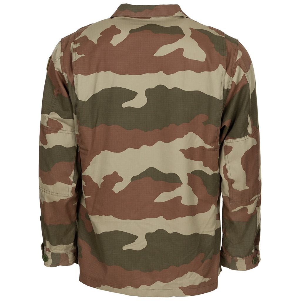 Chaqueta militar turca rip-stop Woodland usada, cierre de botones, 65% poliéster 35% algodón