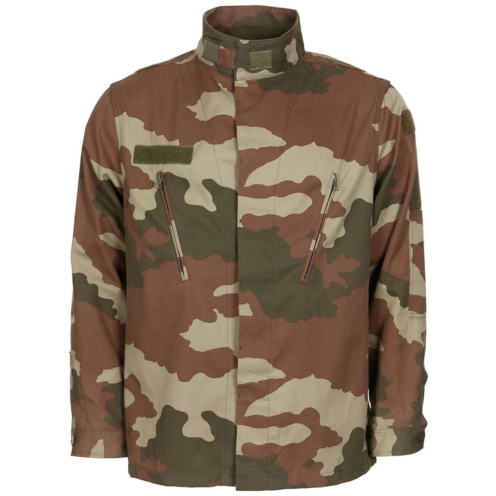 Chaqueta militar turca rip-stop Woodland usada, cierre de botones, 65% poliéster 35% algodón