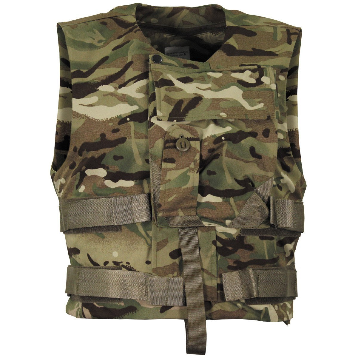Chaleco británico FLAK de entrenamiento en camuflaje MTP sin relleno