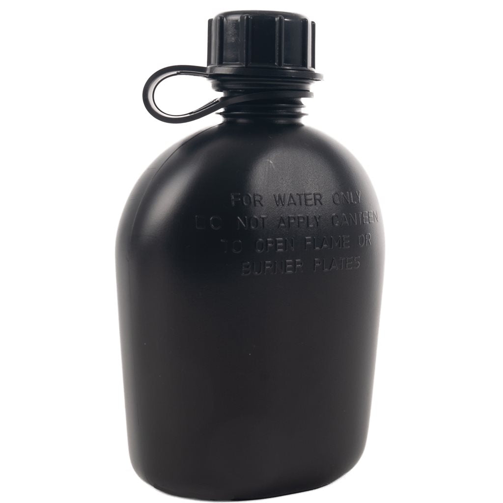 Cantimplora de campaña US 1 Qt, plástico negro, sin BPA, fabricada en EE. UU.