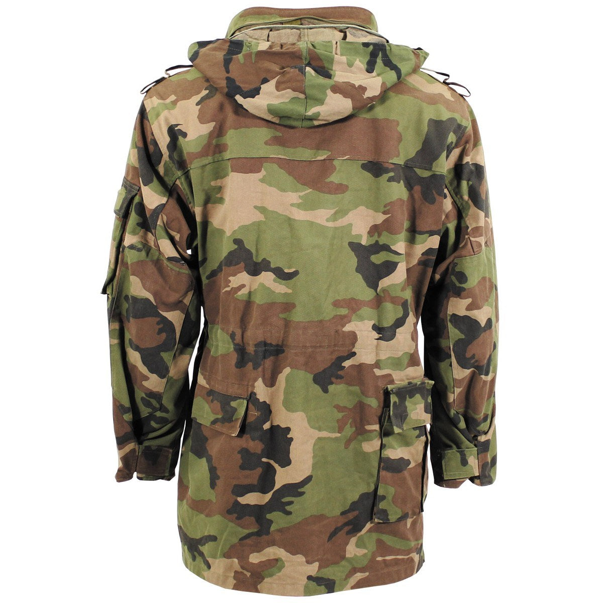 Parka eslovaca SK vz.97 usada en camuflaje, cierre dañado, vista frontal
