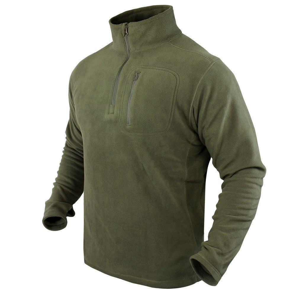 Sudadera CONDOR 1/4 zip fleece verde con bolsillo en pecho y refuerzo en codos