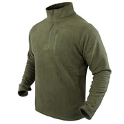 Sudadera CONDOR 1/4 zip fleece verde con bolsillo en pecho y refuerzo en codos