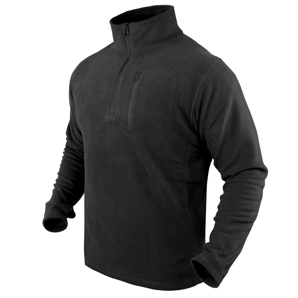 Forro polar CONDOR 1/4 ZIP negro con bolsillo en el pecho y refuerzo en codos