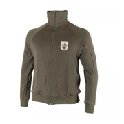 Sudadera deportiva con cremallera color verde militar procedente de almacenes del ejército austriaco