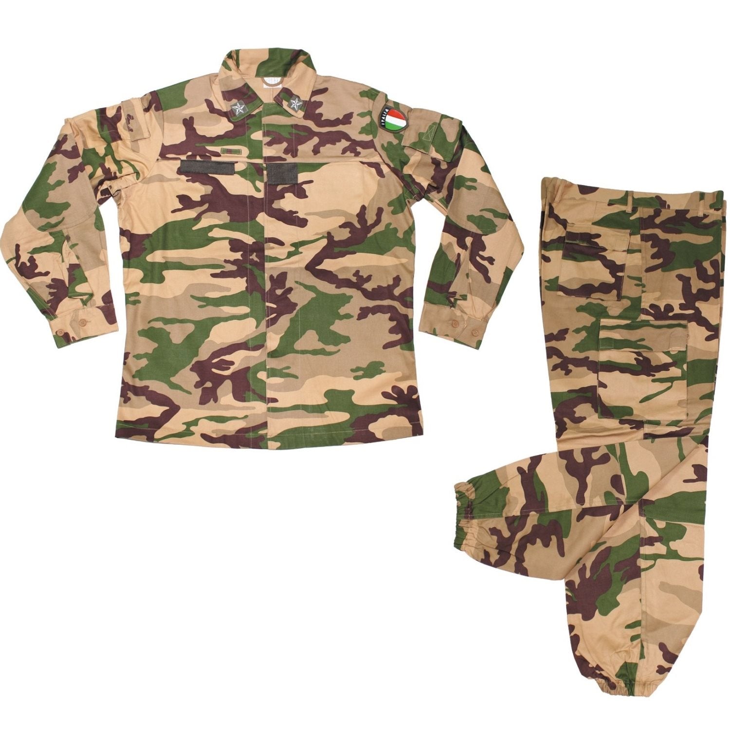 Conjunto militar camuflaje desértico italiano: chaqueta y pantalón