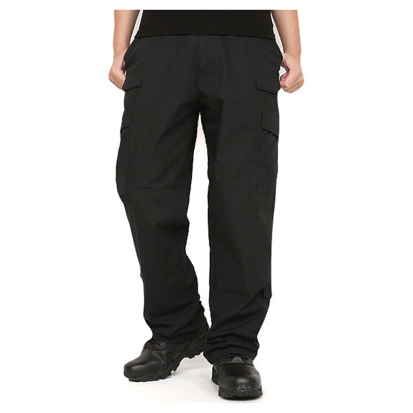 Pantalones tácticos SENTINEL negros en tejido rip-stop, vista frontal