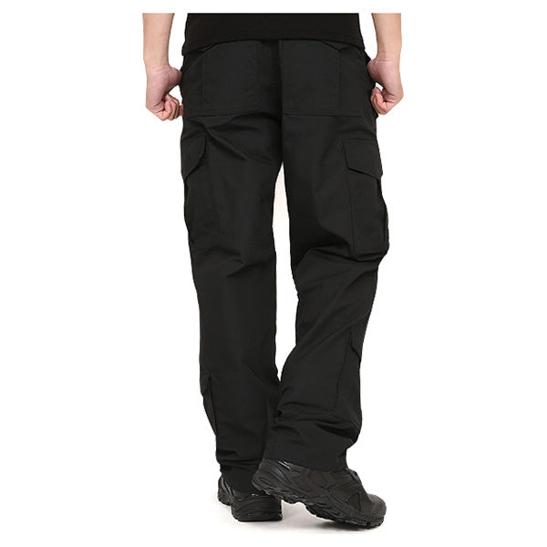 Pantalones tácticos SENTINEL negros en tejido rip-stop, vista frontal