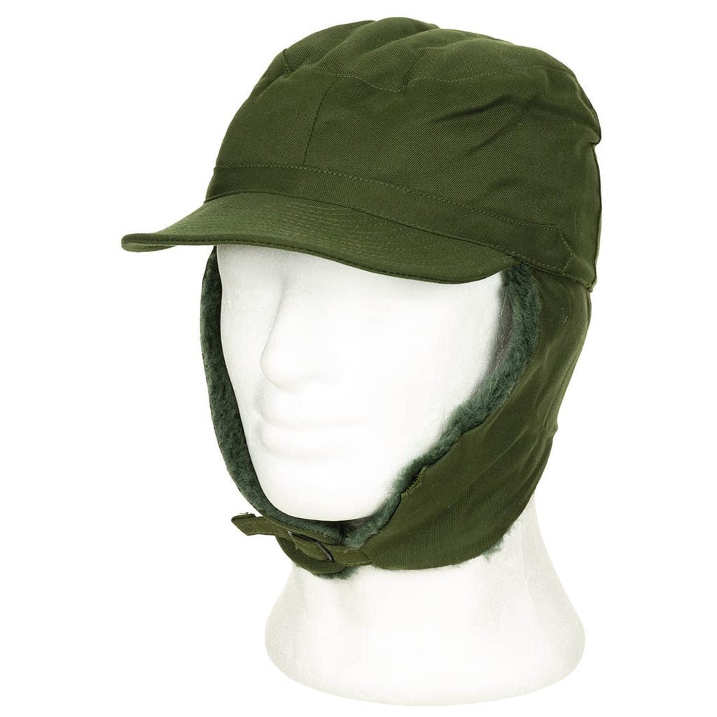 Gorro sueco M59 invierno verde con visera y cobertura de orejas, nuevo de stock militar