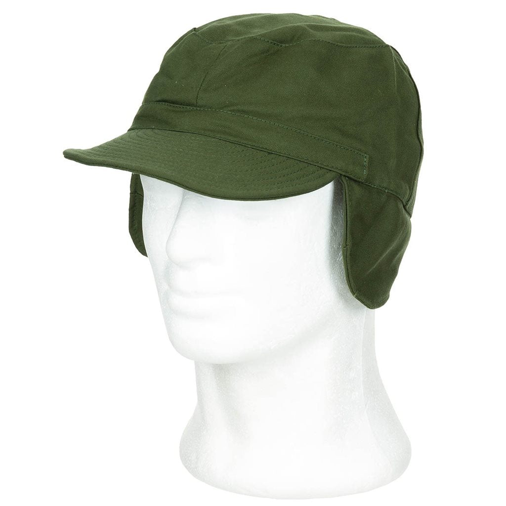 Gorra sueca M59 verde con visera y cobertura de orejas, nueva y almacenada