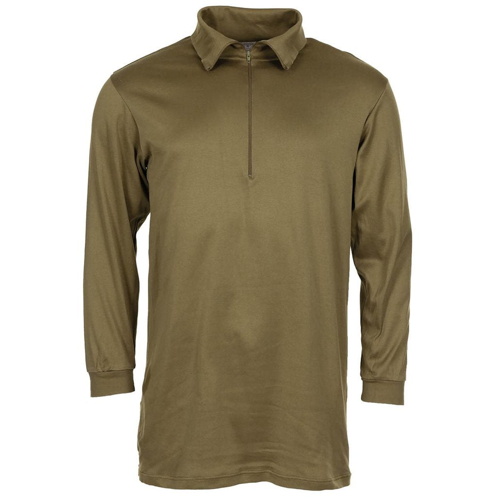Camiseta térmica suiza verde con cuello y cremallera (imagen del producto)