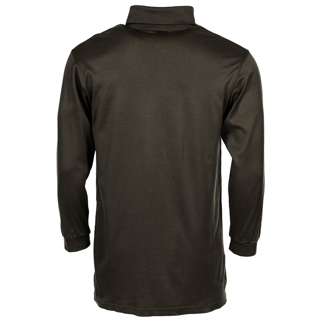 Camiseta térmica larga negra con cuello y cremallera estilo suizo