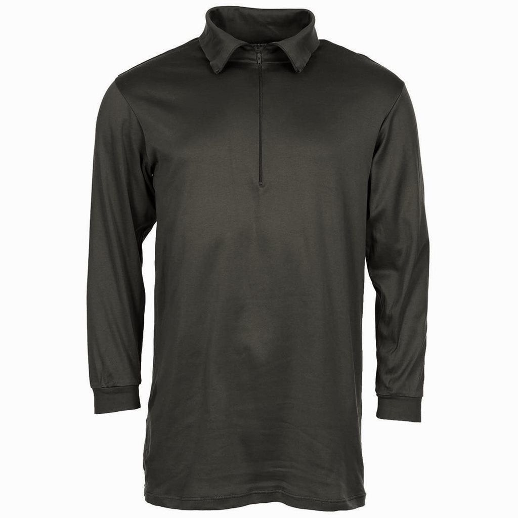 Camiseta térmica larga negra con cuello y cremallera estilo suizo